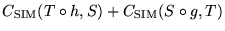 $\displaystyle C_{\text{SIM}}(T \circ h , S) + C_{\text{SIM}}(S \circ g , T)$