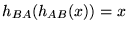 $ h_{BA}(h_{AB}(x)) = x$