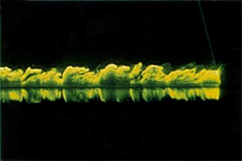 Side view of the large eddies in a turbulent boundary layer