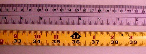 Rulers showing inches and feet
